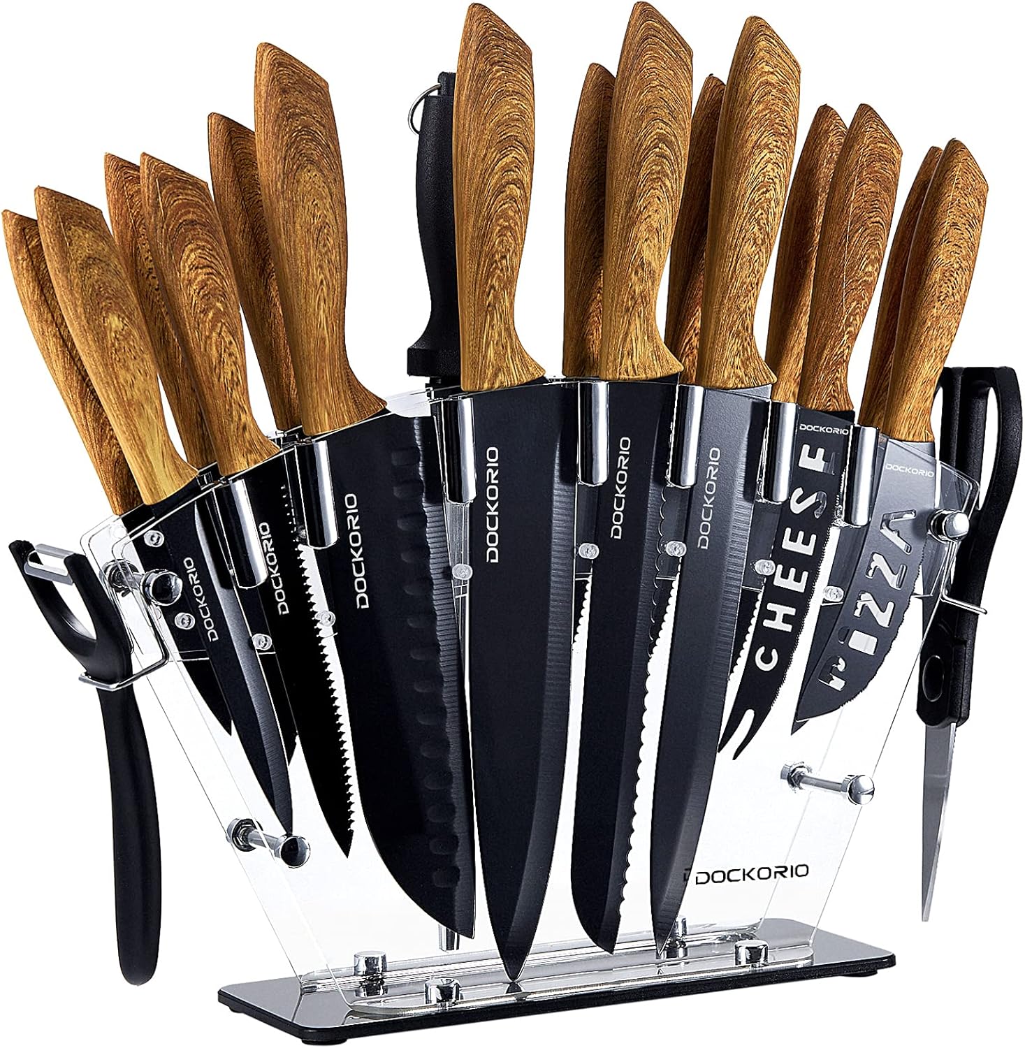 The edges of knives are carefully hand sharpened, maintaining the well-balance between achieving ultra thin slices and maximum resilience which is assist chop food